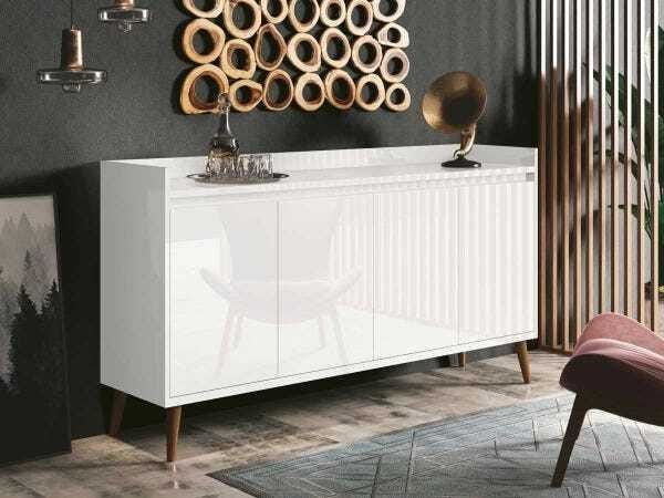 Balc O Buffet Retr Delta Branco Gloss Madeiramadeira