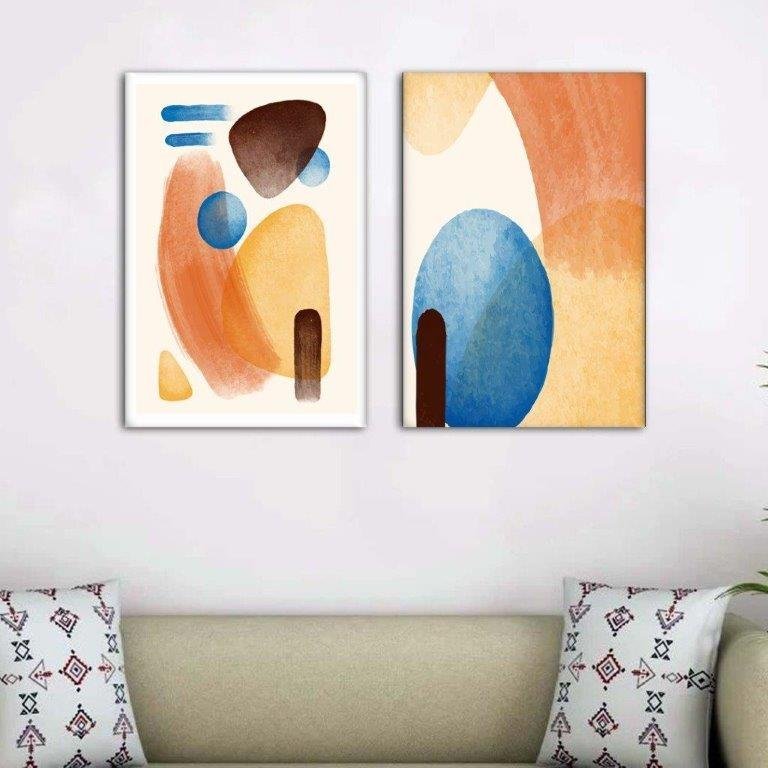 Kit 2 Quadros Arte Abstrata Em Lona 40x60cm MadeiraMadeira