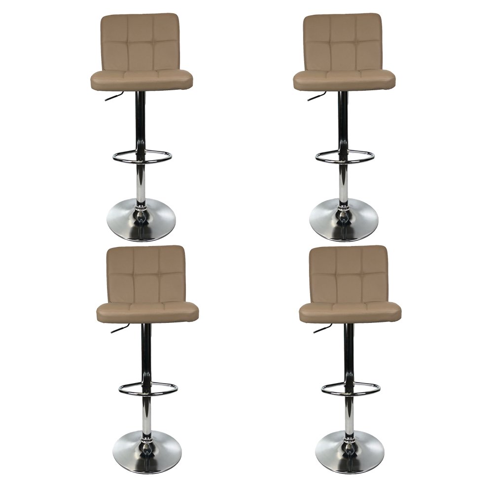 Kit 4 Banquetas Alta Gomos Cozinha Bancada Corino Regulável Nude MadeiraMadeira