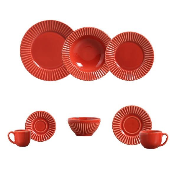 Aparelho De Jantar Plisse Vermelho Pe As Bowls Porto Brasil