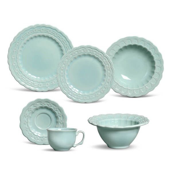 Aparelho de Jantar Peniche Verde 30 Peças 6 Bowls Porto Brasil