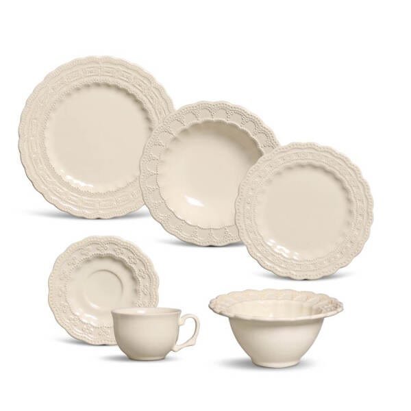 Aparelho de Jantar Peniche Cru 30 Peças 6 Bowls Porto Brasil