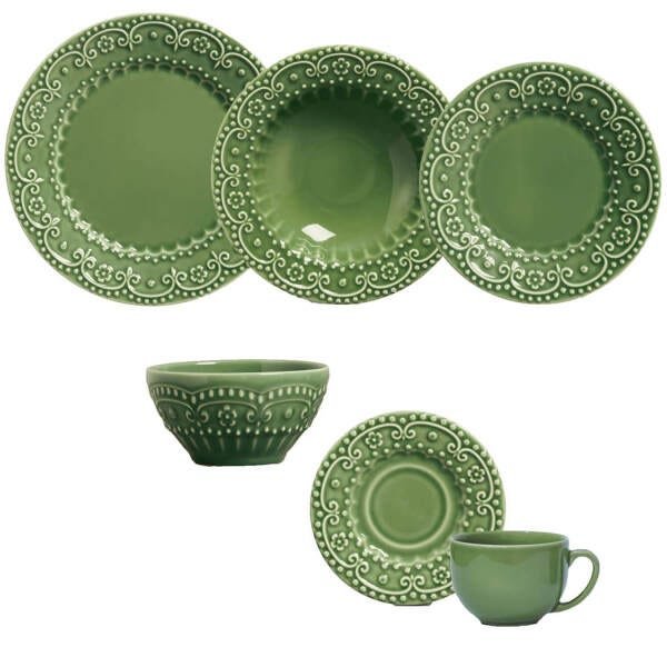 Aparelho de Jantar Esparta Verde Salvia 30 Peças 6 Bowls Porto Brasil