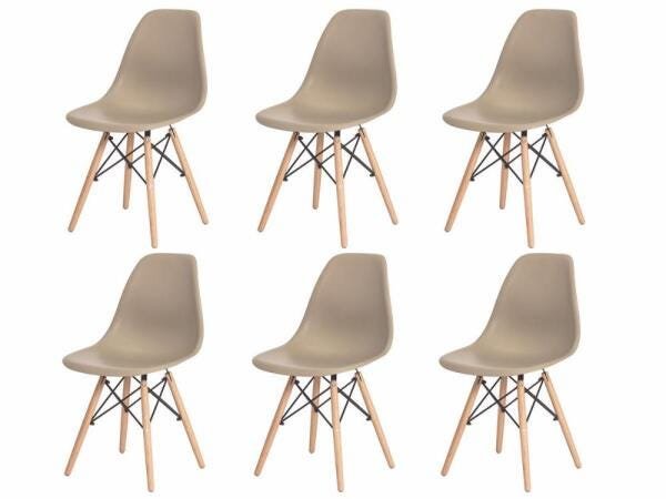 Kit 6 Cadeiras Charles Eames Eiffel Nude Base Madeira MadeiraMadeira