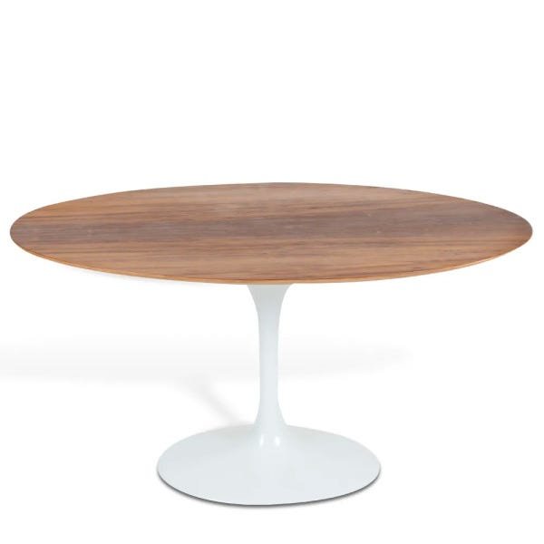 Mesa Saarinen Oval Imbuia 235x122cm Base Branca MadeiraMadeira