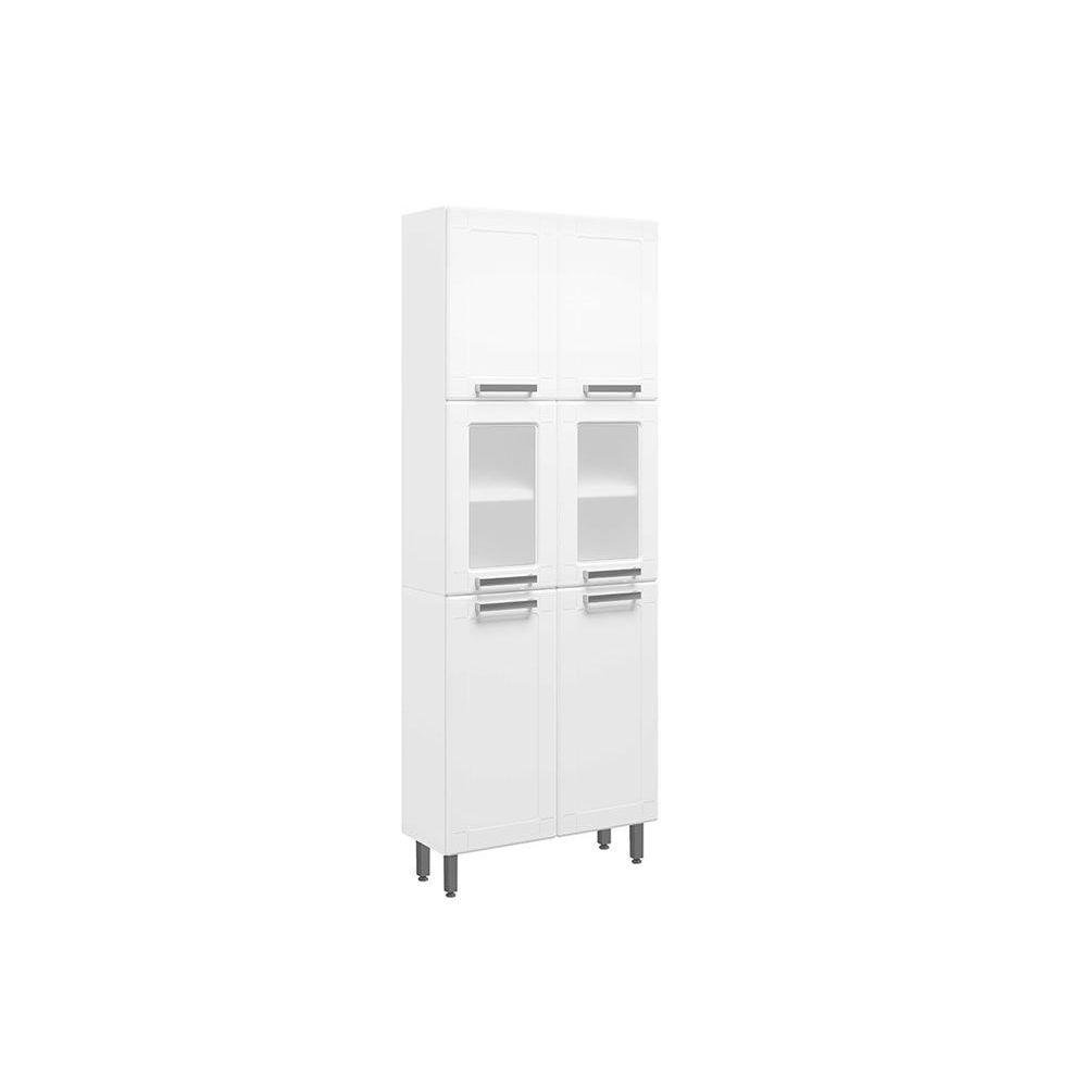 Paneleiro de Cozinha Modulado Múltipla 6037 6 Portas 2 Vidro Branco