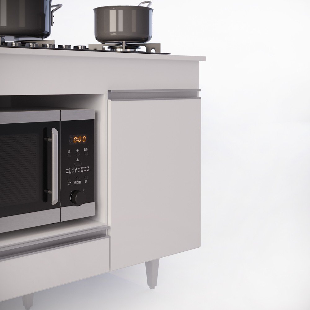 Balcão Multiuso para Cooktop 4 Bocas Georgia Branco Lumil Móveis