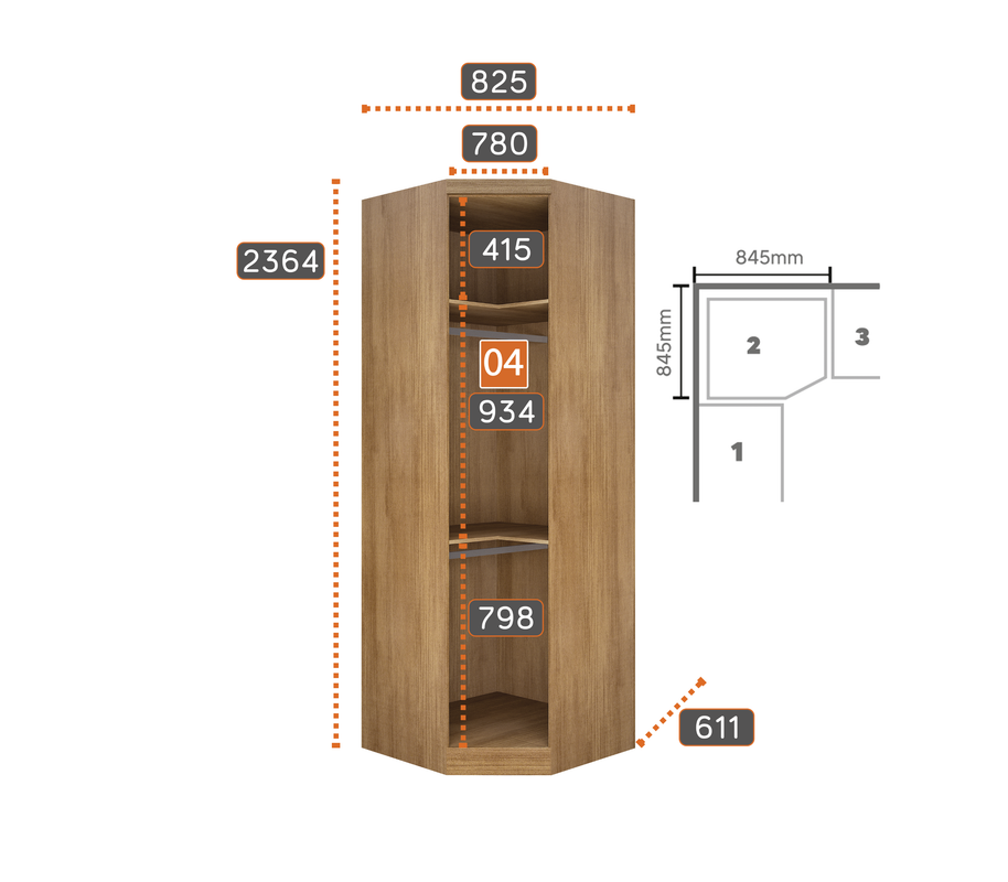 Modulado Casal Completo Portas Gavetas Rizon Cumaru Fendi