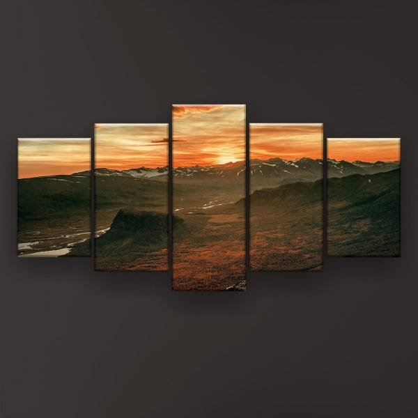 Quadro Decorativo P R Do Sol Montanhas X Pe As Madeiramadeira