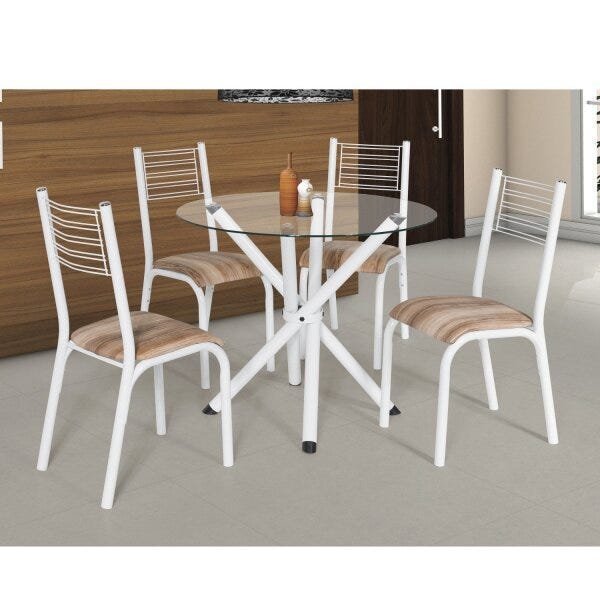 Conjunto De Mesa Tampo Vidro Redondo Cadeiras Camila Cl Ssica