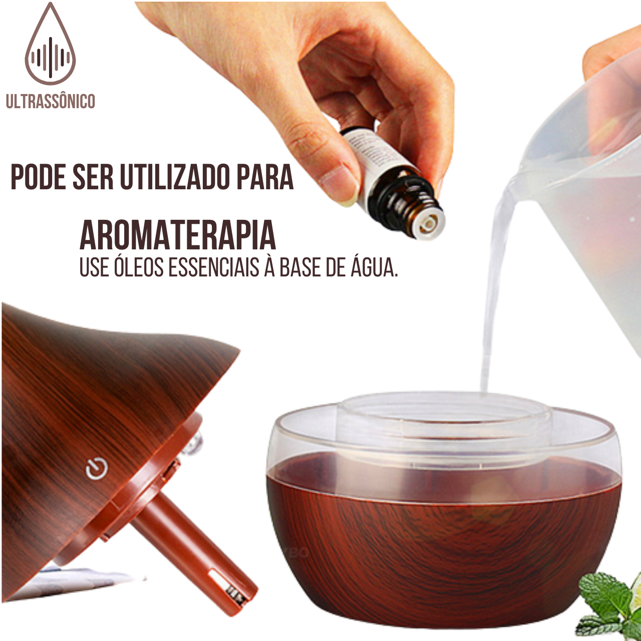 Umidificador Difusor Aromatizador De Ambientes Usb Tulipa Cor Madeira