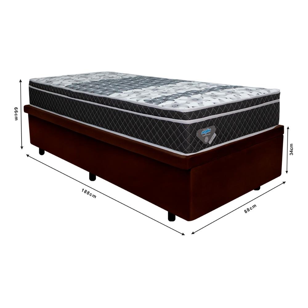 Cama Box Solteiro Baú 88x188 Colchão GranSleep Ecoflex Molas