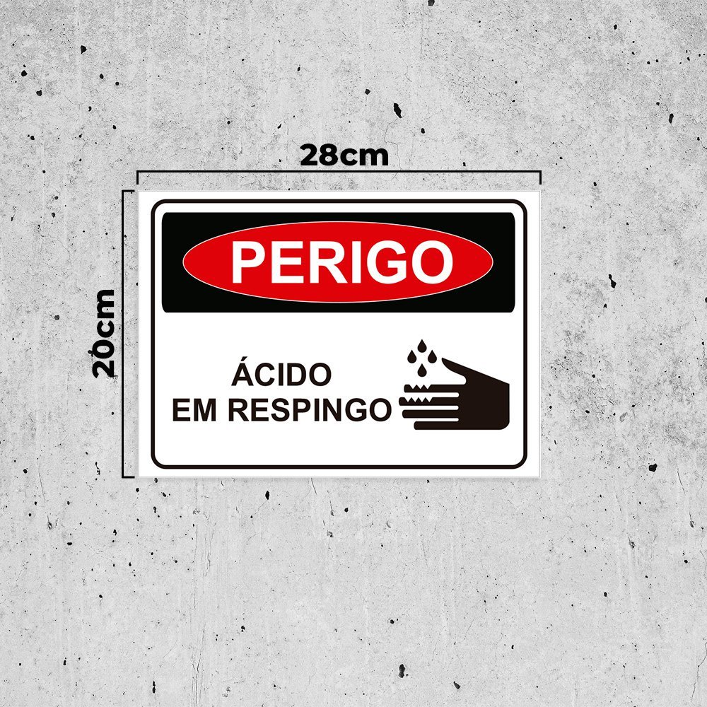 Placa De Sinaliza O Perigo Cido Em Respingo Em Pvc Madeiramadeira