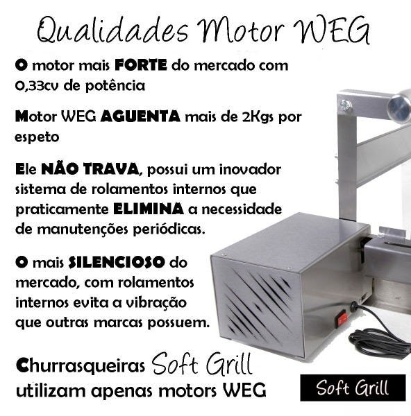 Churrasqueira Girat Ria Inox Gira Soft Grill Espetos Completa Lado