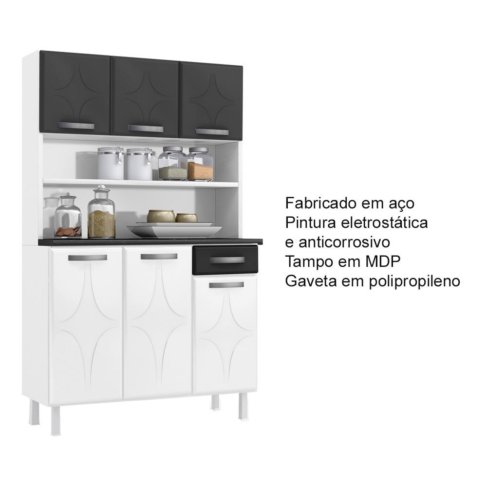 Armário de Cozinha de Aço Kit Triplo Telasul Rubi Smart Branco