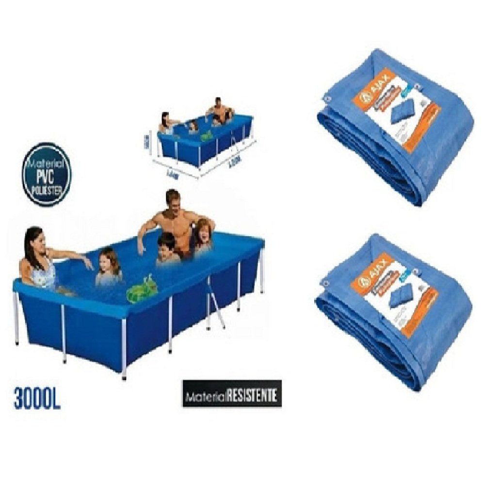 PISCINA RETANGULAR 3000L PIS0631 BOTAFOGO 02 UN CAPA LONA