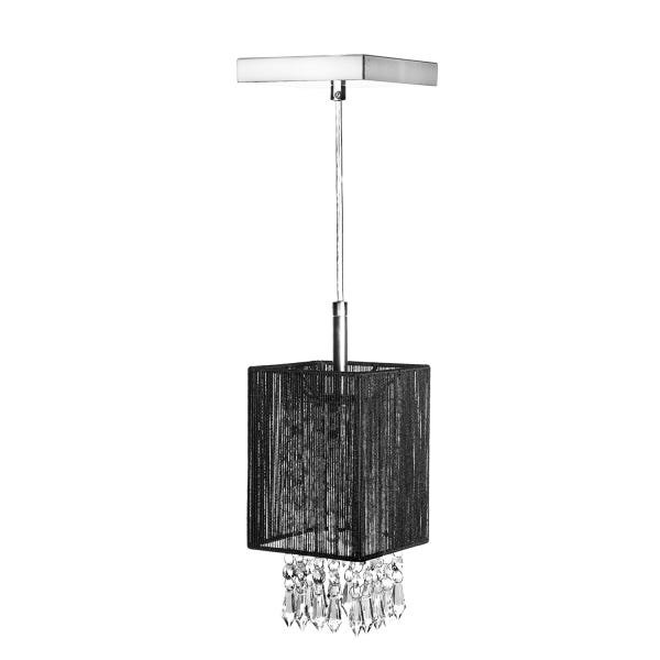 Lustre Pendente De Cupula Quadrado Clearfio Cristal Acr Lico Preto