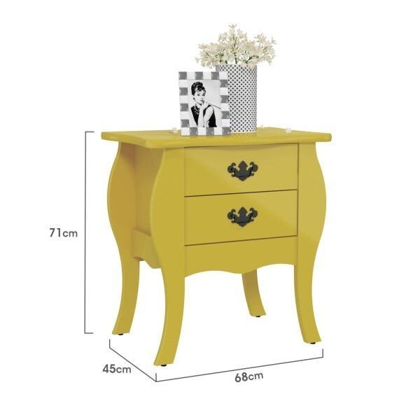 Mesa de Cabeceira 2 Gavetas Bombe Premier Patrimar Móveis MadeiraMadeira