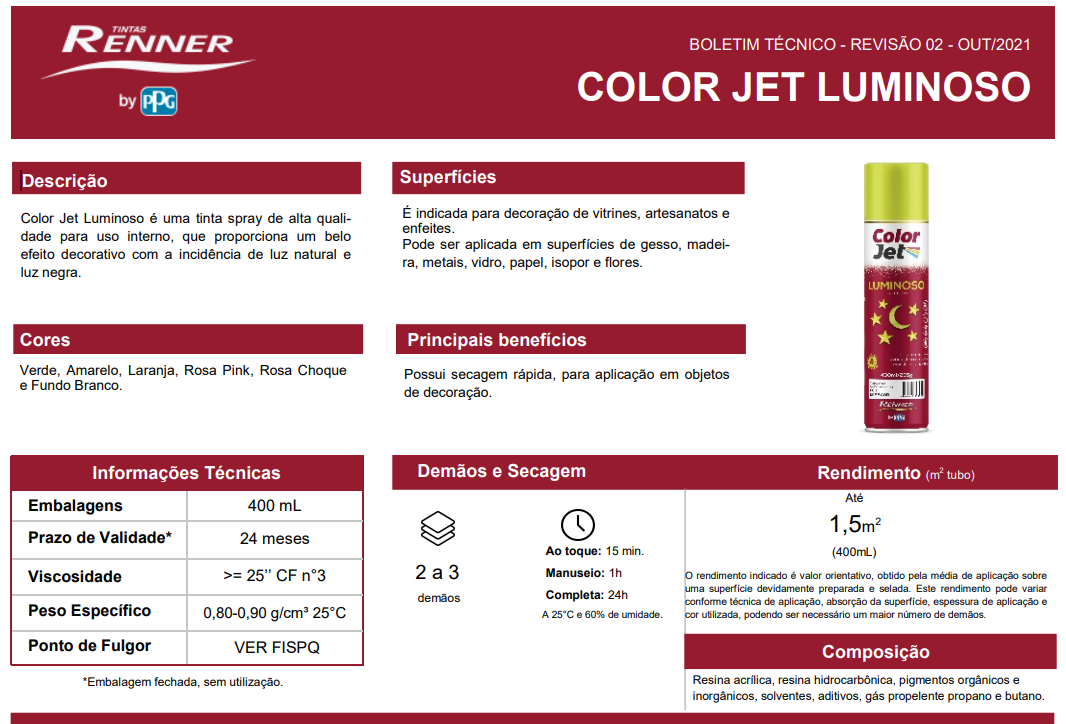 Tinta Spray Luminoso Ml Color Jet Renner Pink Madeiramadeira