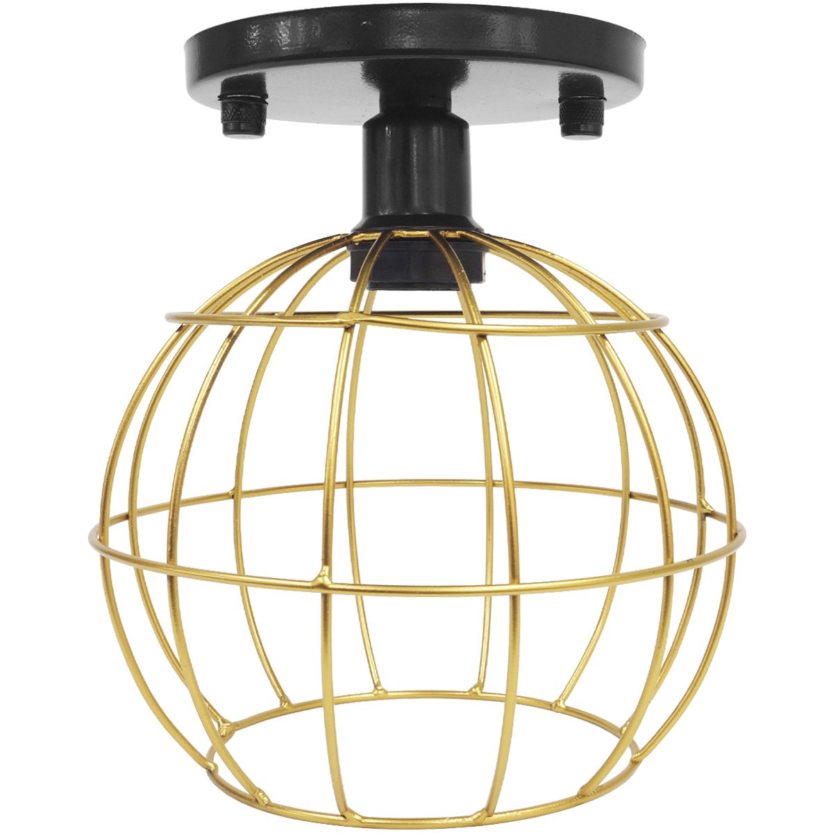 Lustre Teto Plafon Industrial Aramado Globo Dourado Retr Lumin Ria