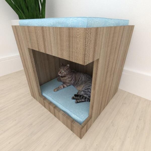 Casinha Caminha Para Gato Mdf Amadeirado Escuro MadeiraMadeira