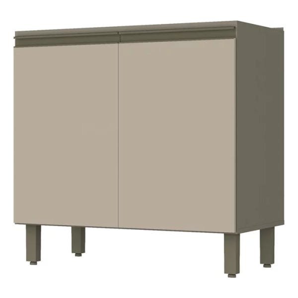 Balcão 2 Portas 80 cm Tampo 100 MDF Connect C64 904 Duna Cristal