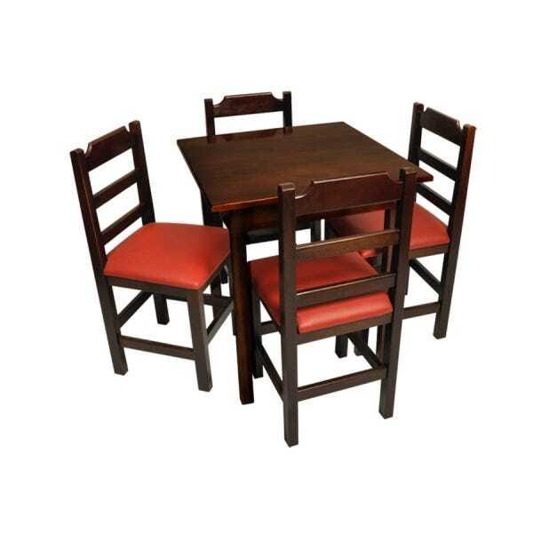 Conjunto De Mesa De Madeira Fixo Paulista X Imbuia Cadeiras