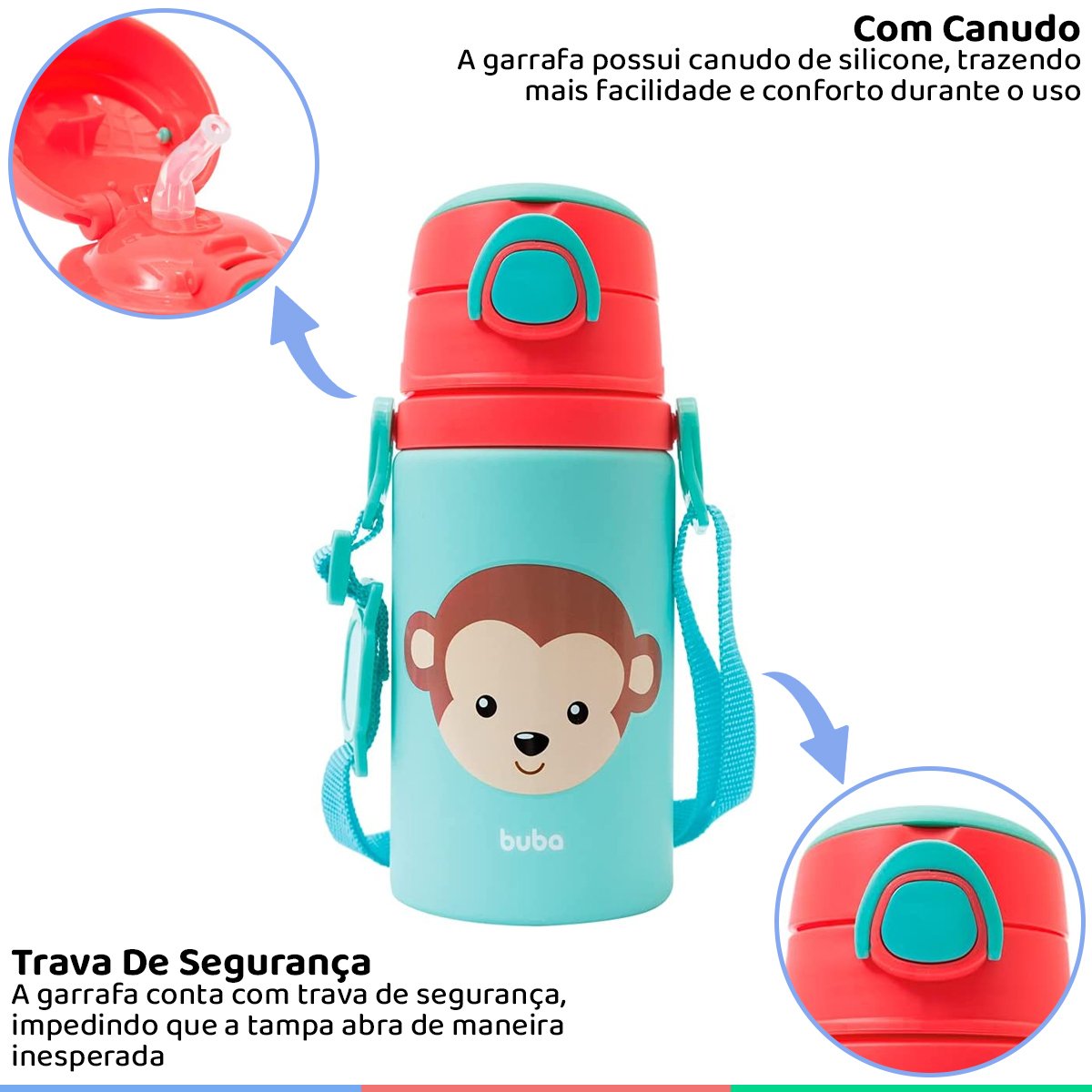 Garrafa Infantil De Alum Nio Ml Canudo De Silicone Para Beb