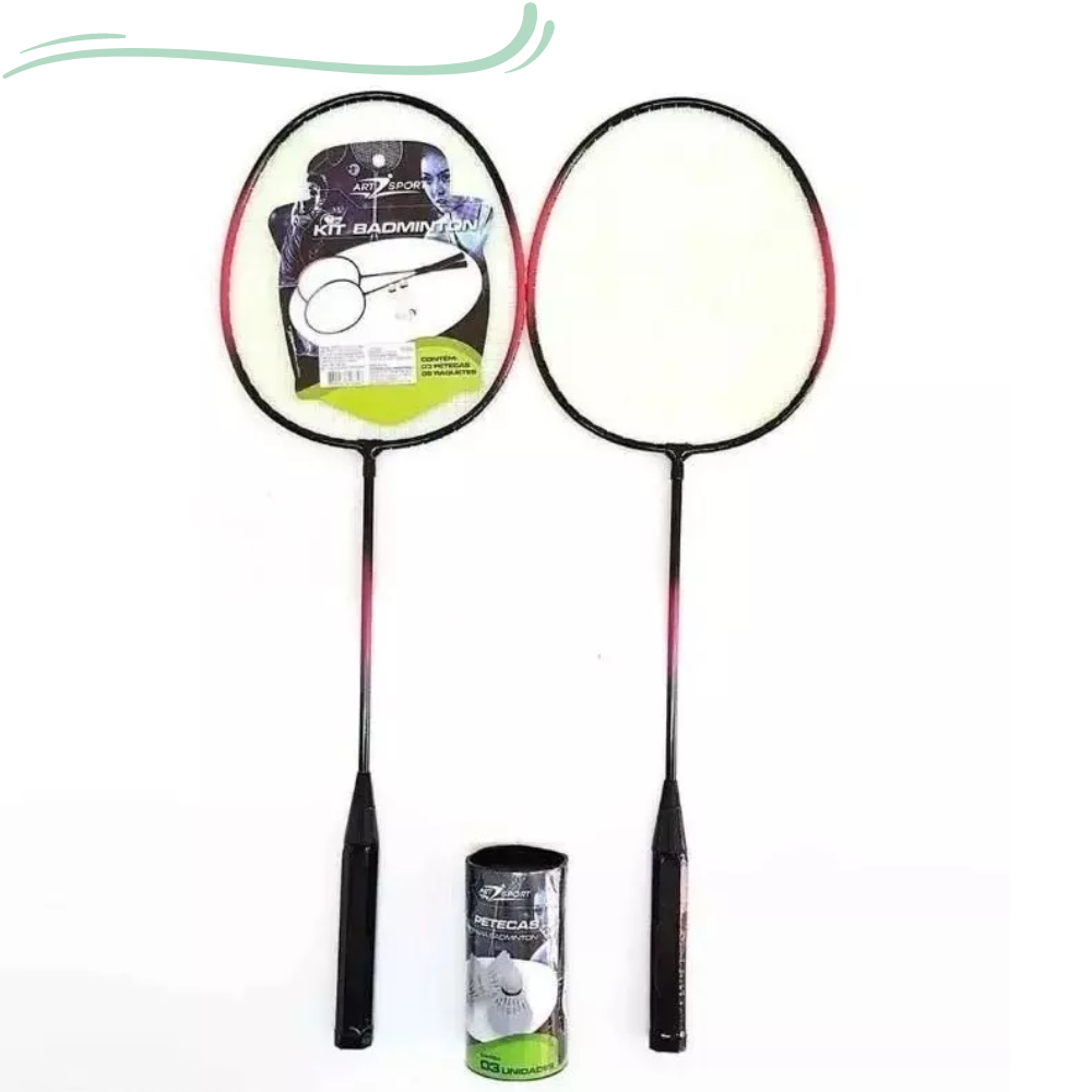 Kit Jogo Badminton Completo 2 Raquetes 3 Petecas E Bolsa