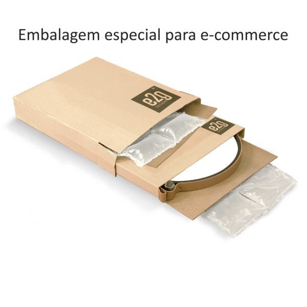 Espelho Decorativo Triplo Marrom Alça Corrente 20 cm 30 cm 20 cm Redondo 20 cm 30 cm 20 cm Diâmetro - 10