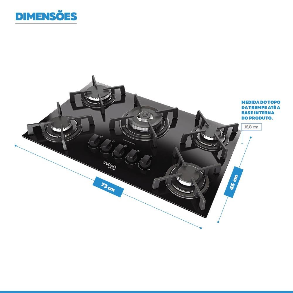 Cooktop Itatiaia Bocas Vitrum Preto Tripla Chama Bivolt Panela