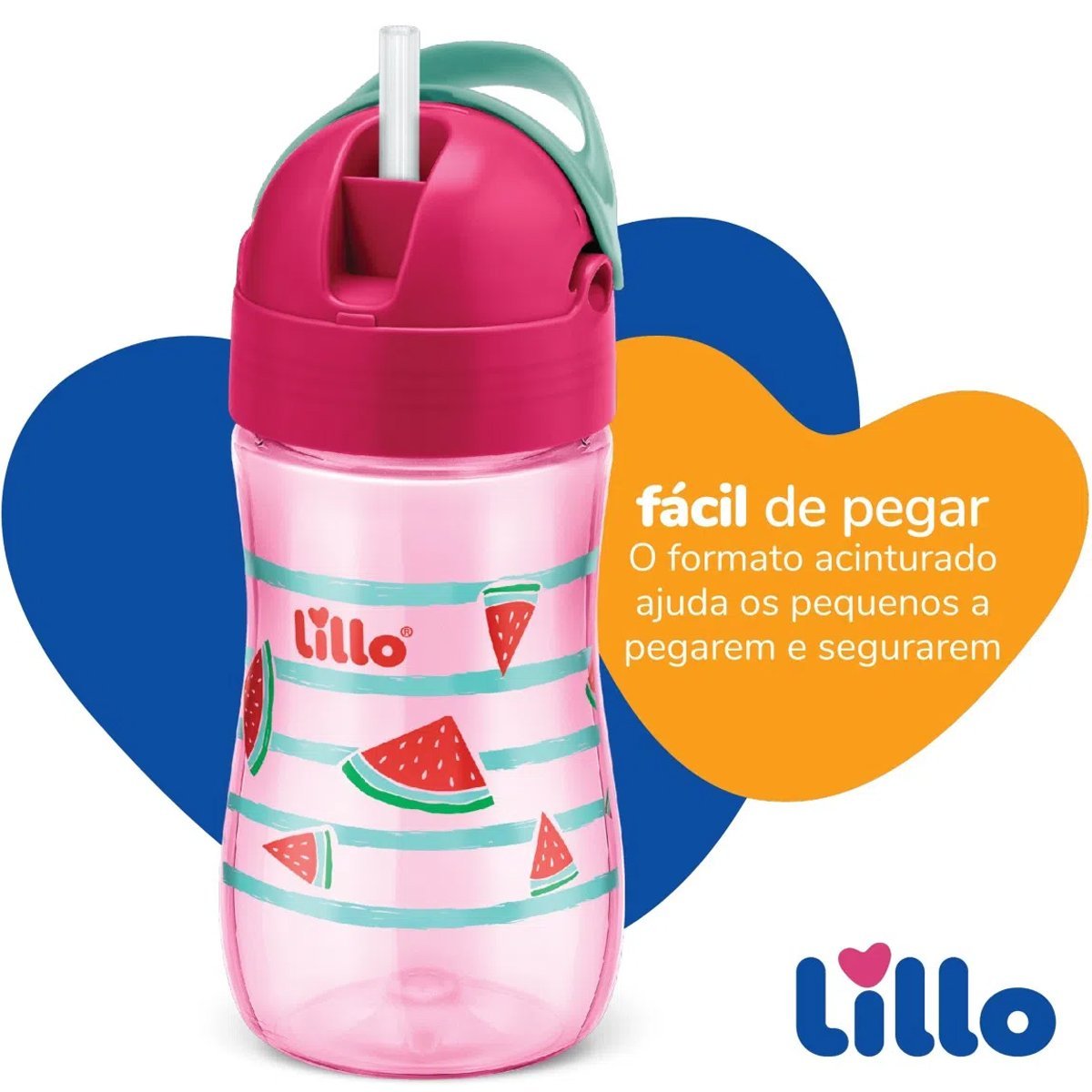 Copo Infantil Canudo e Alças Antivazamento 300ml Canudo de Silicone