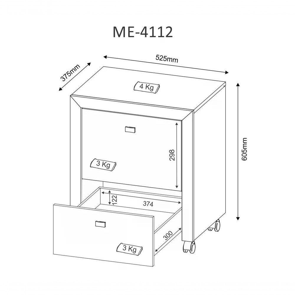 Gaveteiro Para Pasta Suspensa Me4112 Branco Branco MadeiraMadeira