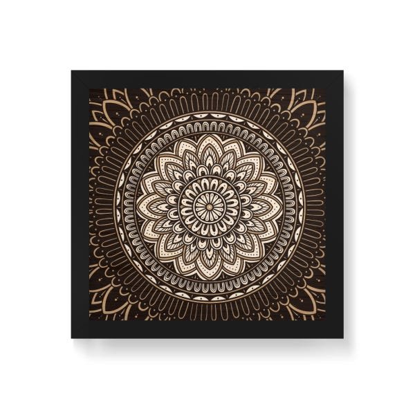 Quadro Decorativo Em Madeira Mandala 20x20cm Moldura Caixa Em Laca