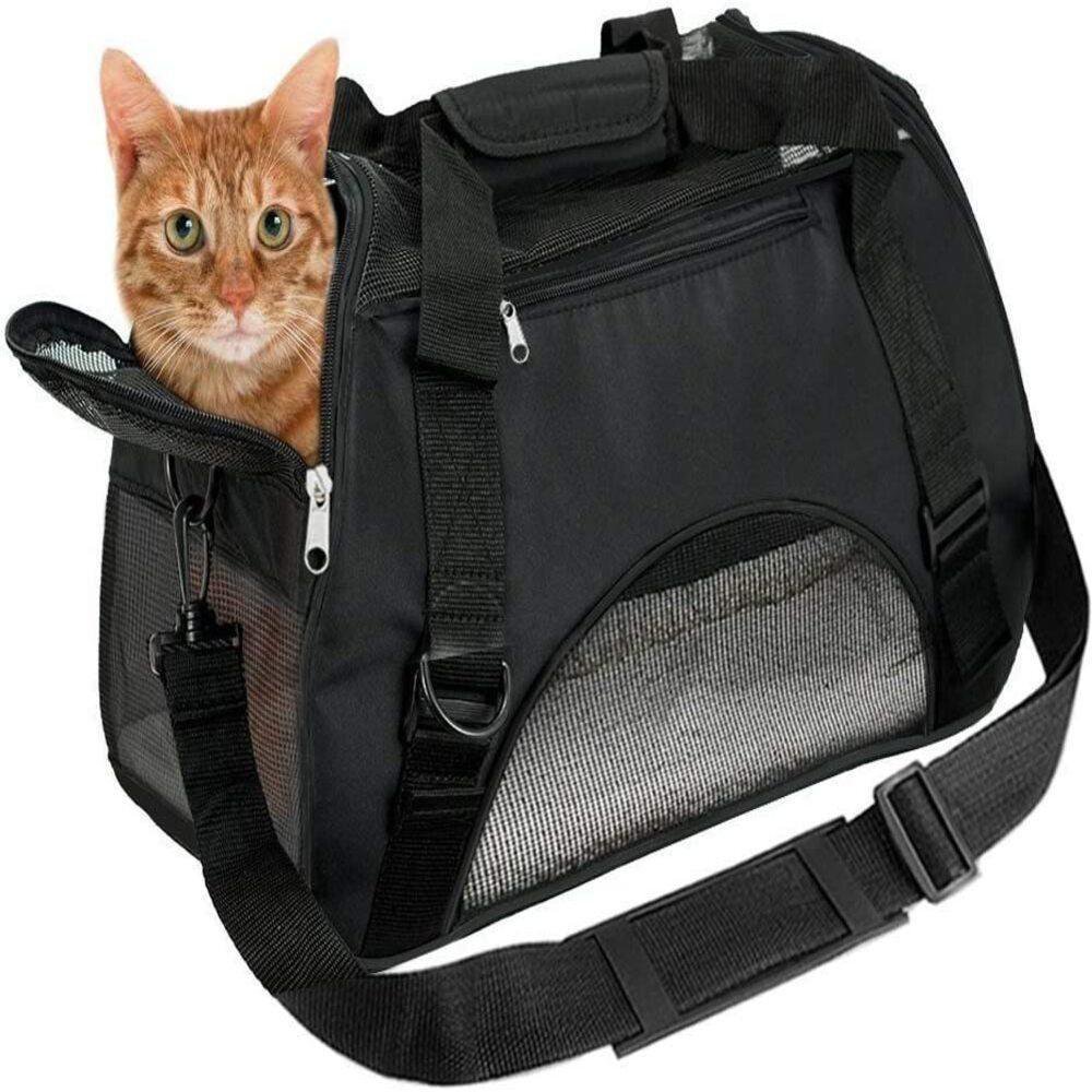 BOLSA MOCHILA PET TRANSPORTE CACHORRO E GATO CANGURU DOBRÁVEL PRETO