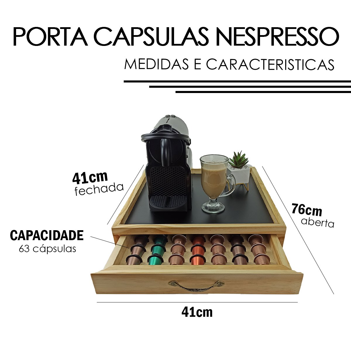 Bandeja Porta Cápsulas Nespresso gaveta NAT63 MadeiraMadeira