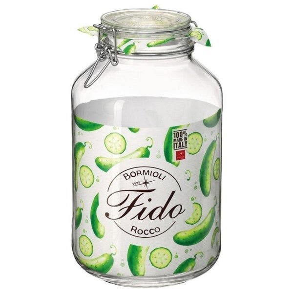 Pote Fido 4 Litros Bormioli Italiano Hermético Todo De Vidro