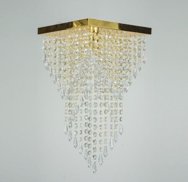 Lustre Pendente Plafon Cristal Crilick Pl Dourado Madeiramadeira