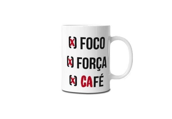 Caneca Foco Força Café Fé MadeiraMadeira