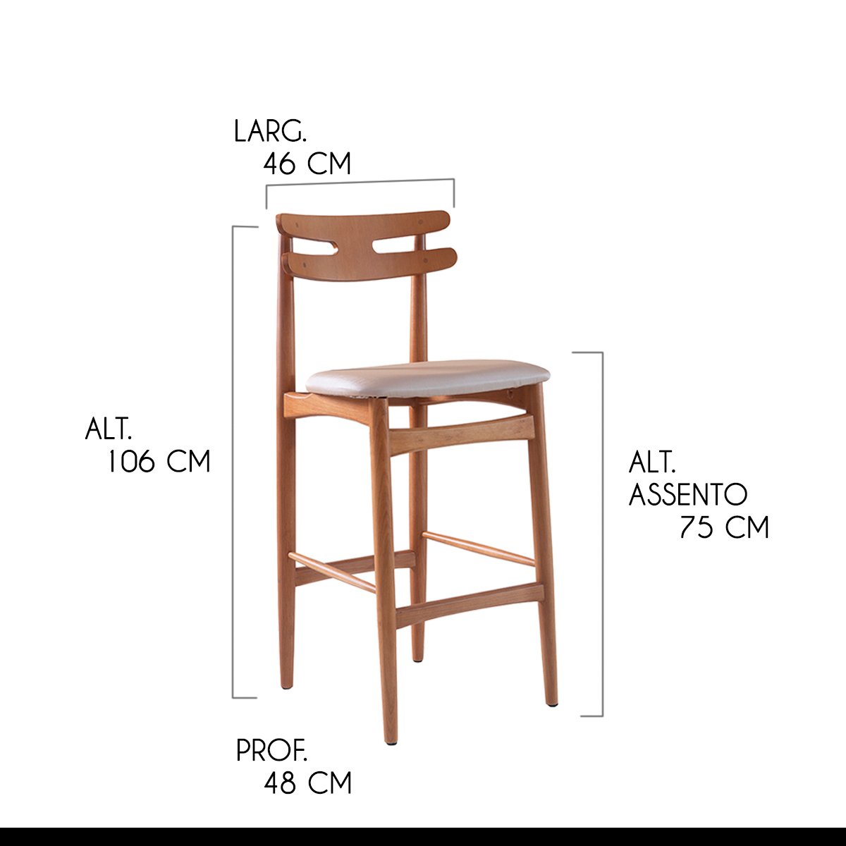 Kit Mesa Bistrô 2 Banquetas Alta Estofada França Madeira Maciça Mel