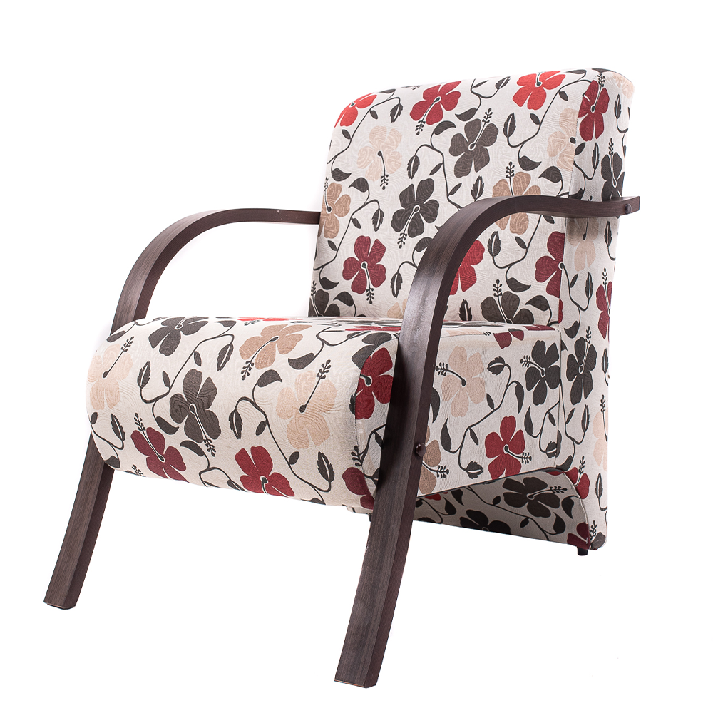 Poltrona Santa Rita Jacquard Floral Marrom MadeiraMadeira