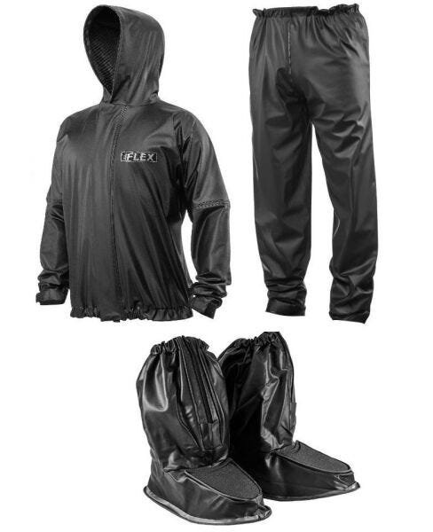 Kit Capa De Chuva Delta Flex Capuz Polaina Bota Alba Pvc