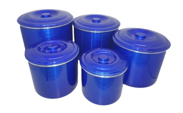 Jogo Latas Mantimento Alimentos Aluminio Azul 5 Peças MadeiraMadeira