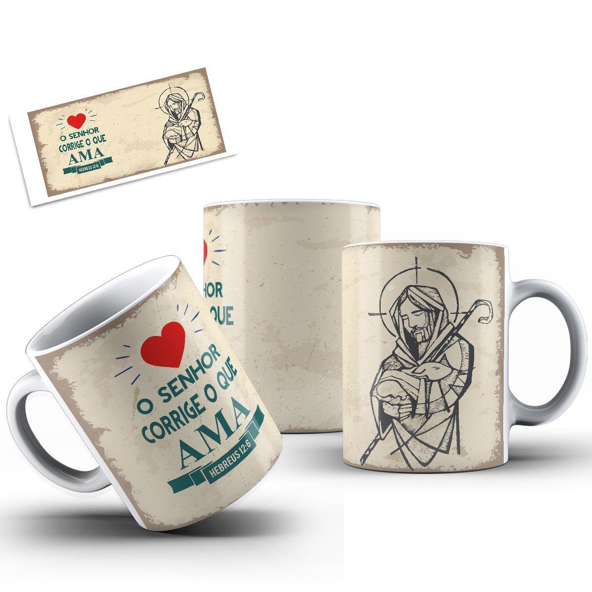 Caneca Cerâmica Jesus Em Hebreus O Senhor Corrige O Que Ama