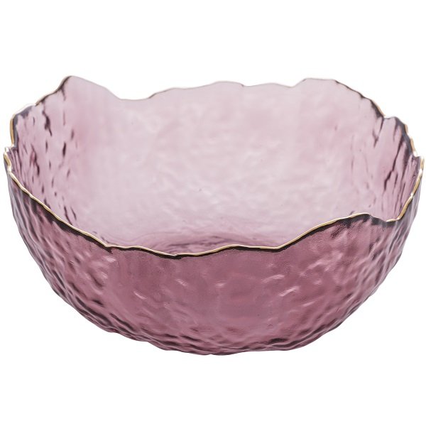 Bowl De Cristal Martelado C BORDA Dourada Rosa TAJ 19X10CM WOLFF