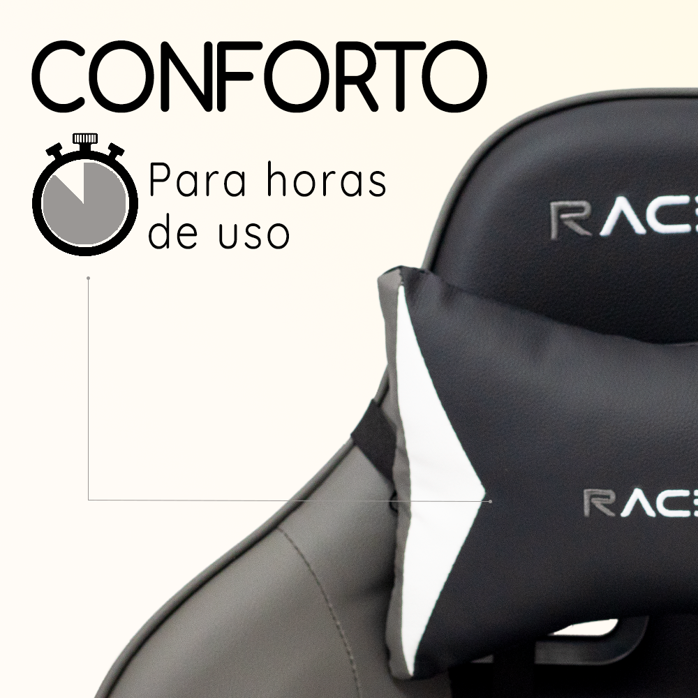 Cadeira Gamer Racer X Comfort De Escrit Rio Ergon Mica Girat Ria Cinza