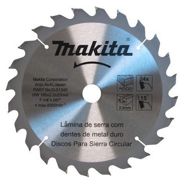 Disco Serra Madeira Widea 185mm X 24 Dentes D51340 Makita MadeiraMadeira