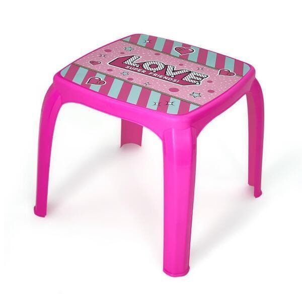 Mesa Mesinha Infantil Cadeiras Rosa Love Madeiramadeira