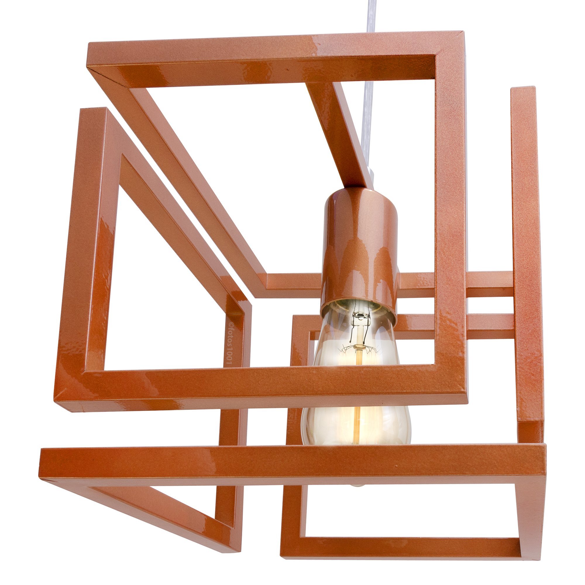 X Pendente Infinity Poptem Cubo Aluminio Cobre Lumin Ria Lustre Cm