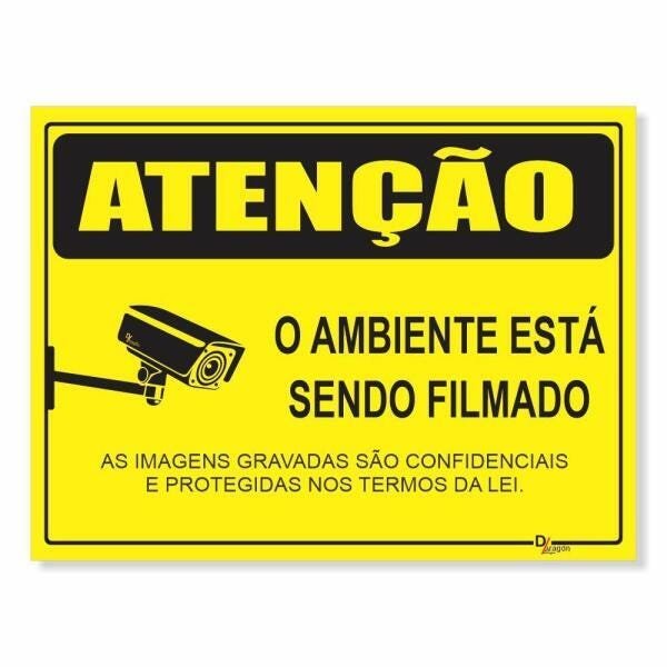 Placa De Sinaliza O Aten O Ambiente Filmado Ps Mm X Cm